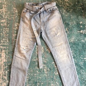Off-White Destroyed Denim w/ Belt